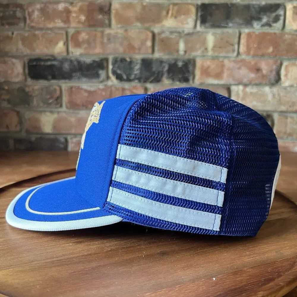 Vintage 80’s Kentucky Wildcats 3 Stripe SnapBack Trucker Hat Royal Blue Cap USA